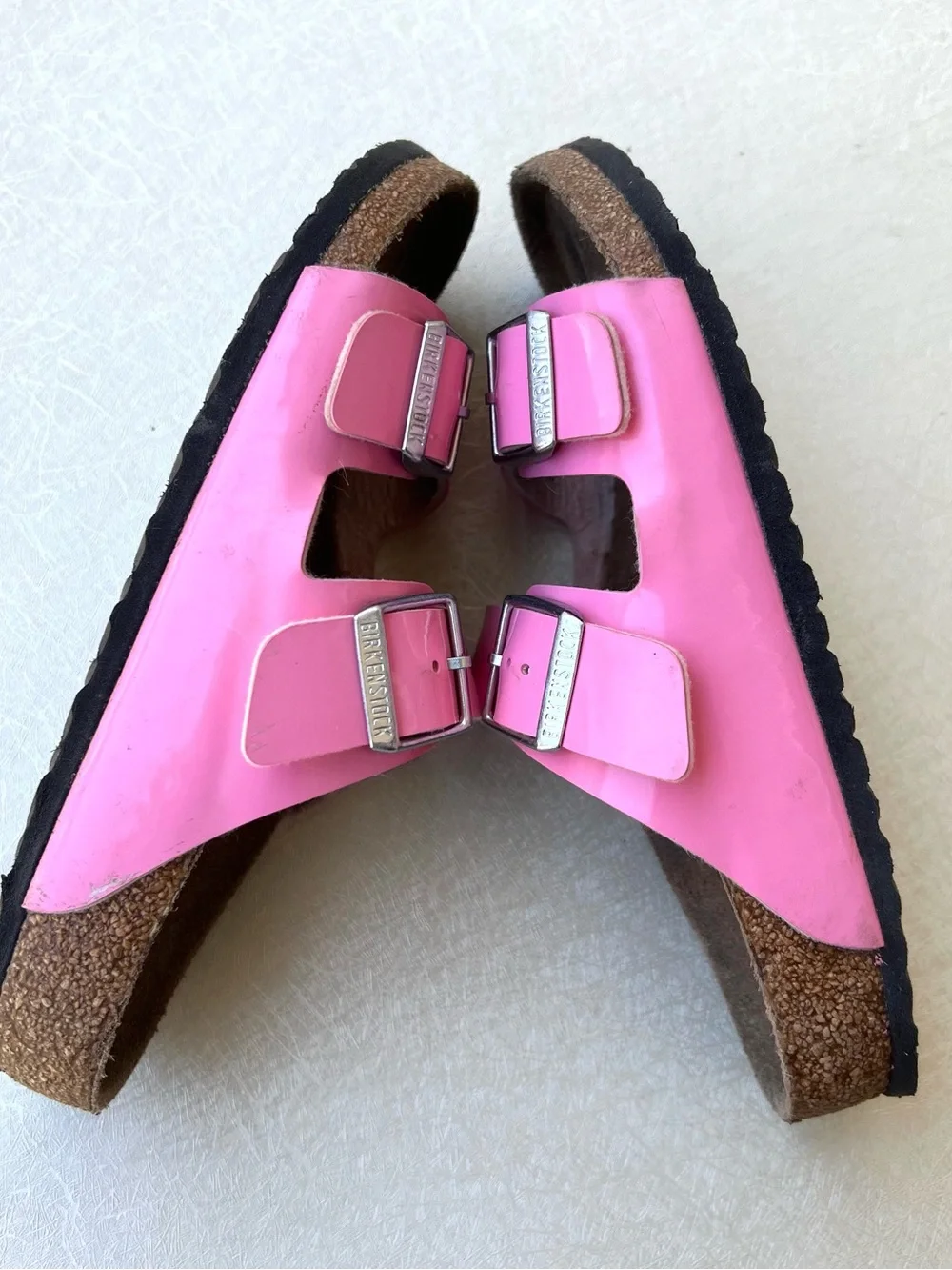 Birkenstock Pink Patent Leather Two-Strap Sandals kids Size 34